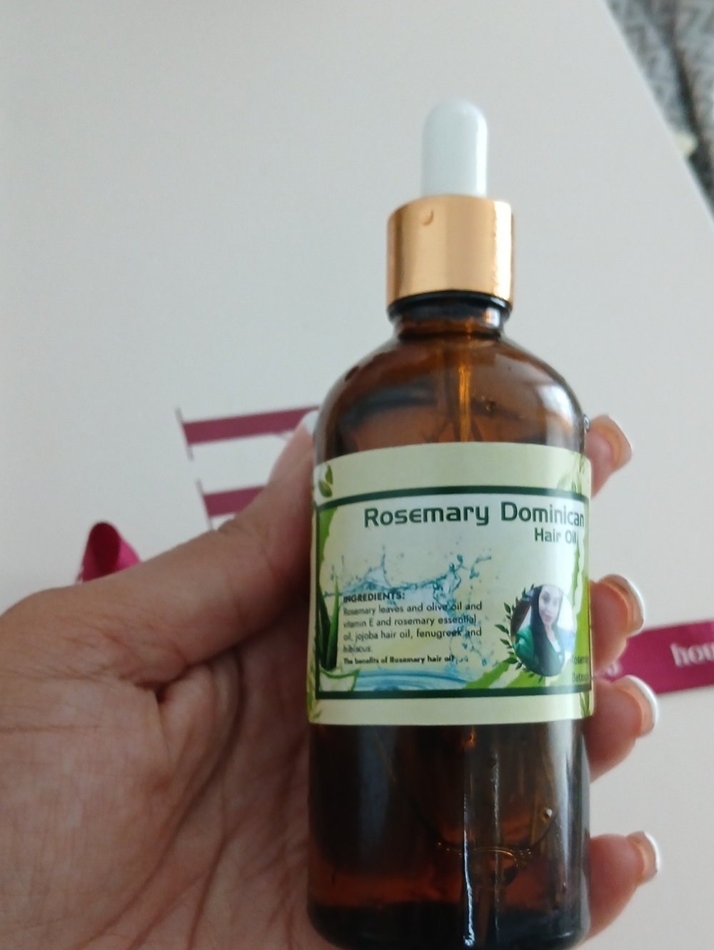 Rosemary Dominican Hair Oil - Amber Bottle with Gold Cap